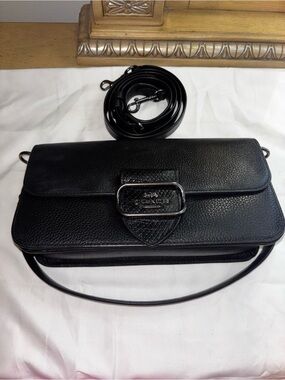 Coach Black Pebbled Leather Messenger Crossbody